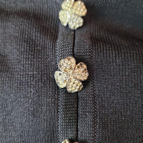 Vintage 80s Misook Black Knit Maxi Dress Rhinestone Buttons XL Modest Lagenlook - Picture 8 of 13